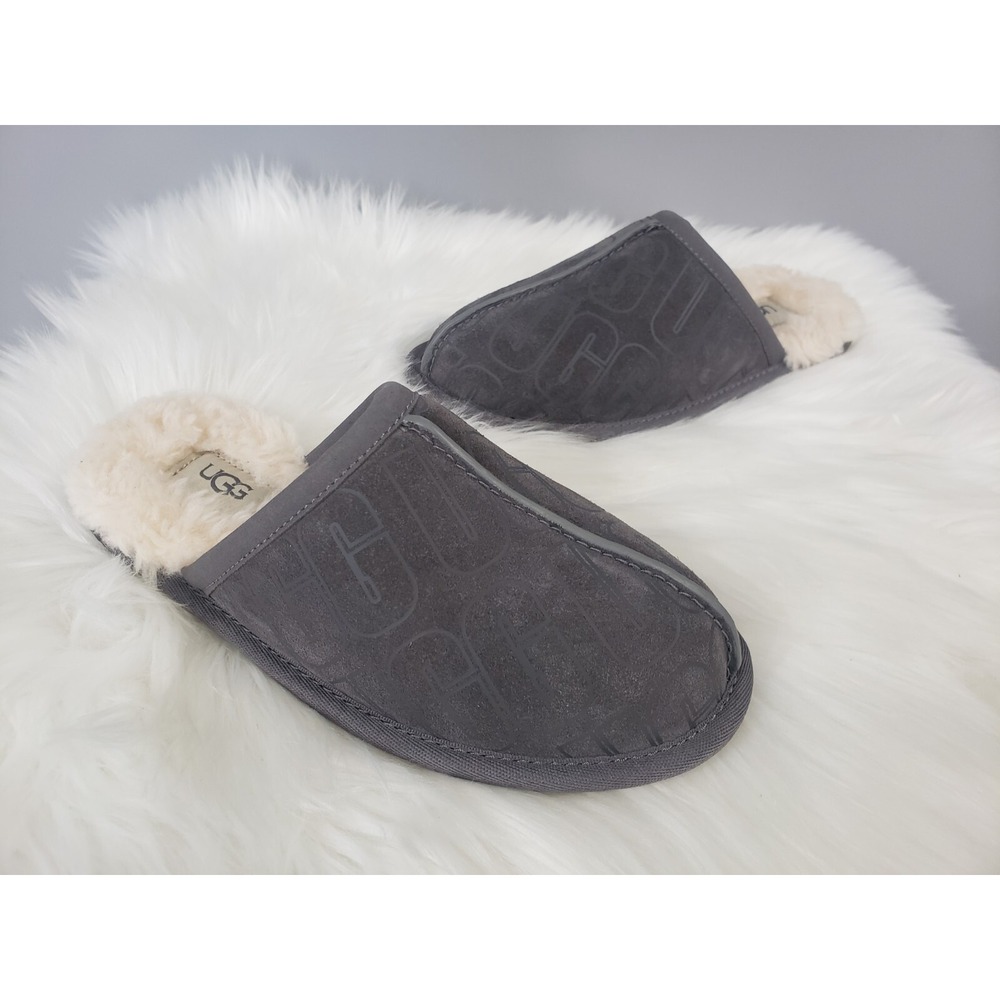 NEW SIZE 5 Ugg Australia Pearle Graphic Grey Gray Slippers Sheepskin Slip OnShoe